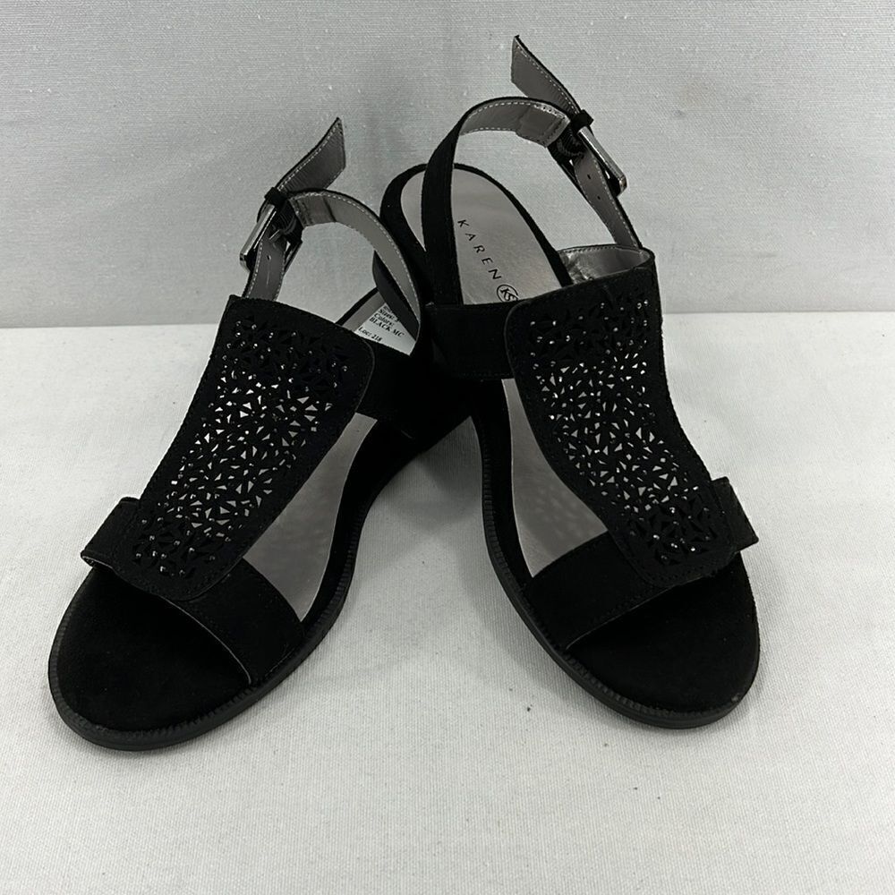 Karen Scott Rheana Wedge Sandals- Black MC- Size 6 M- New